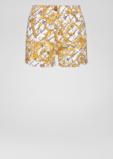 Versace Barocco Signature Print Jeansshorts Dam - 478031ZRW